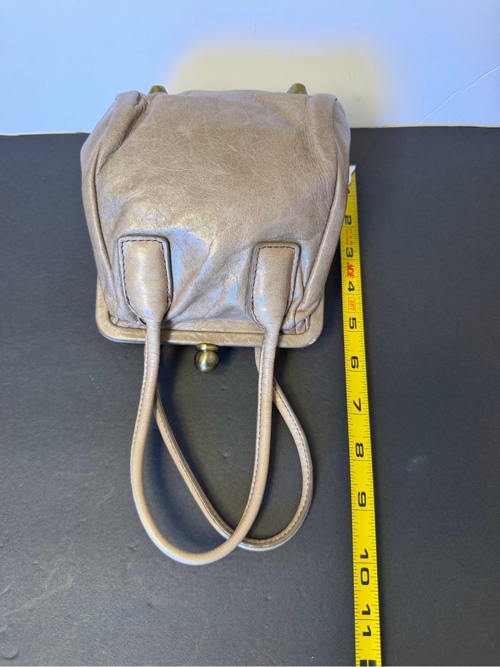 HOBO International Blanche Mini Satchel Taupe Pewter Ball Clasp No Strap - Picture 14 of 14
